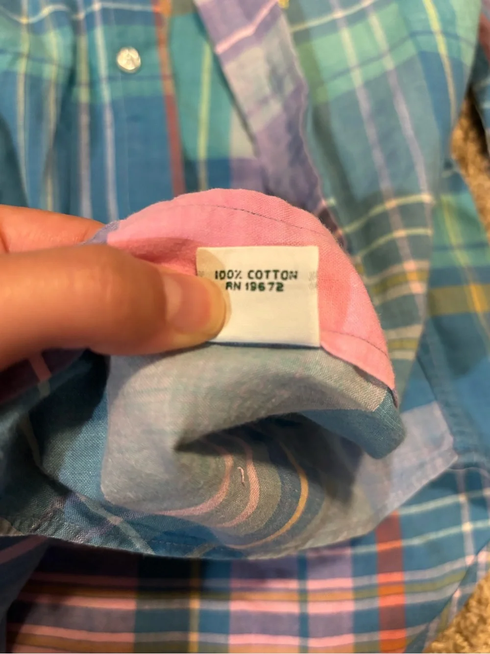 Vintage Ralph Lauren Multicolor Plaid Button-Down Shirt - Teal/Blue/Coral
